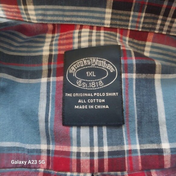 Brooks Brothers Mens 1XL Original Shirt Blue/Red Plaid Button-Down All Cotton - Picture 4 of 7